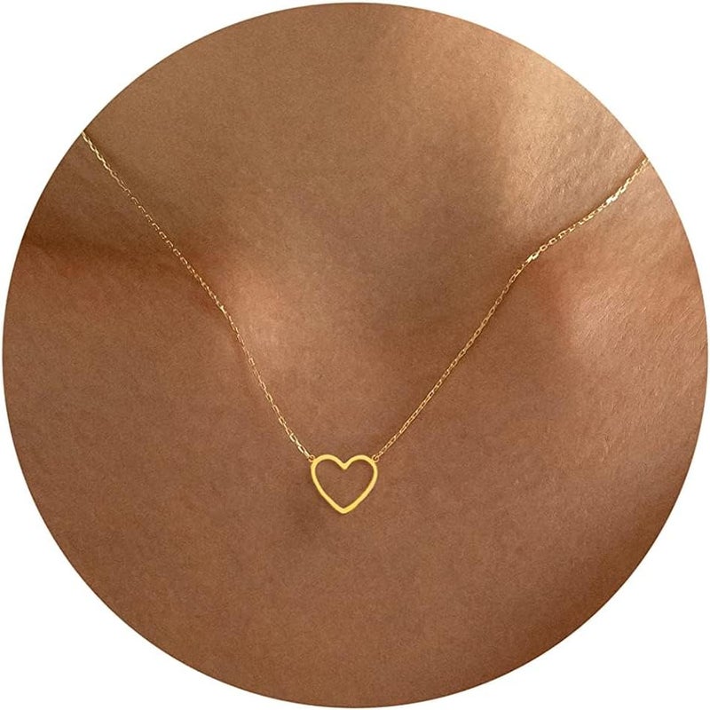 Ieftop Valentines Birthday Gifts for Women Teen Girls - Dainty 14K Gold/Silver Plated Cute Heart Handmade Disc Circle Bee Choker Adjustable Necklace for Women Teenage Girl Trendy Jewelry - Image 1